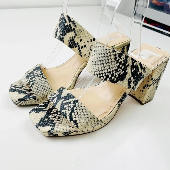 BP‎ Karly Sandals Block Heel Snake Crocodile Print Platform Slide Size 9 - Picture 2 of 9